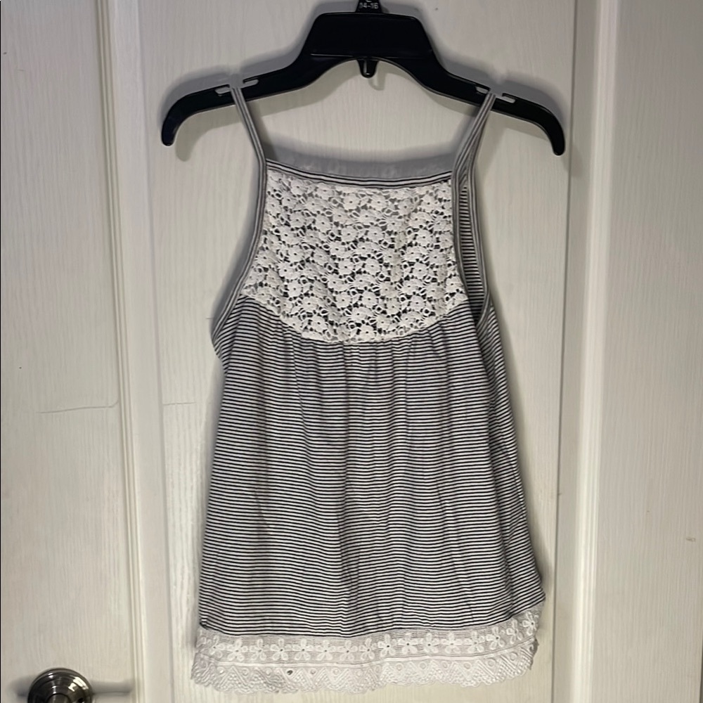 Striped Lace Trim Women's Top